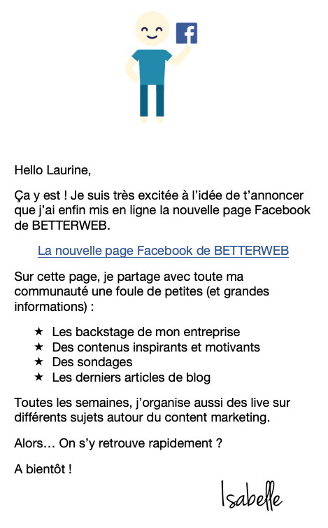 pour recruter de nouveaux fans sur facebook, tu peux aussi envoyer une newsletter à tous tes abonnés