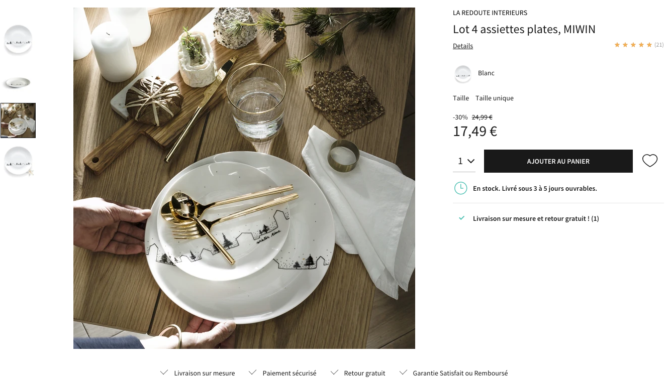 Exemple rédaction de fiche produit sur le site web de La Redoute