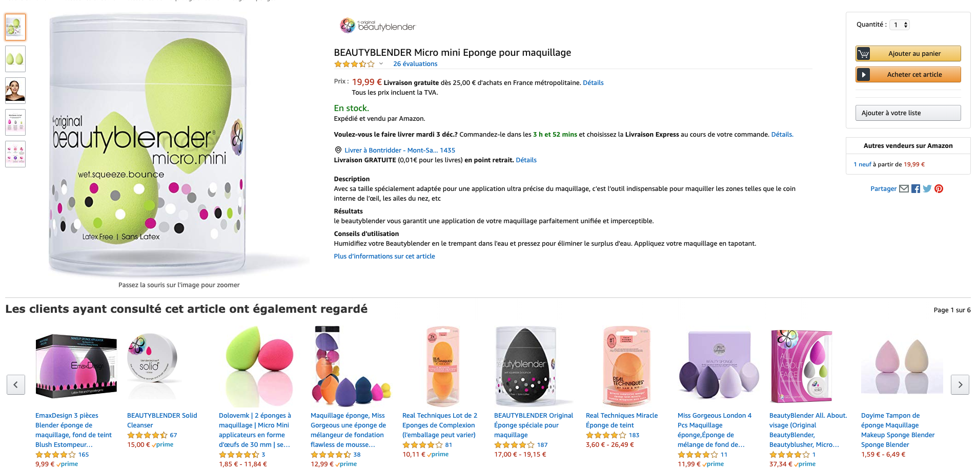 Exemple fiche produit sur Amazon