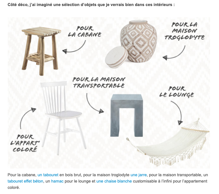 Le blog renvoie vers le site e-commerce de Maisons du Monde