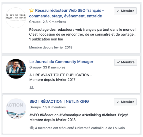 Pour avoir plus de fans sur facebook, on peut rejoindre des groupes