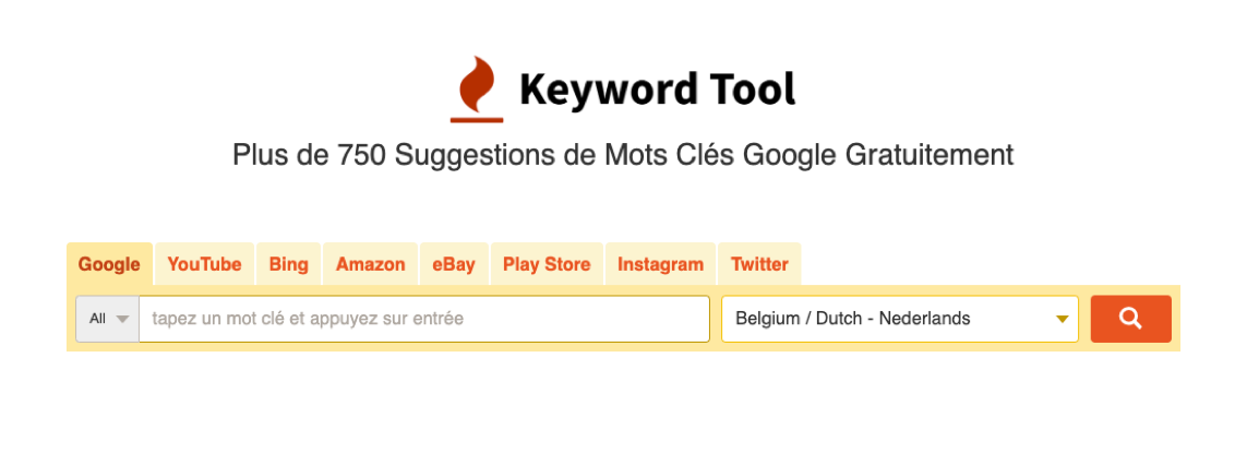 utiliser keyword tool pour créer une liste de mots-clés