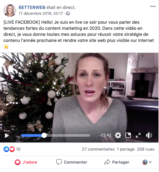 pour obtenir de nouveaux fans sur facebook partage des contenus de qualité à ta communauté, comme des live par exemple